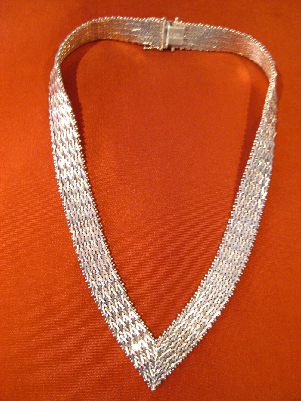 High Quality Taxco Mexican 925 Sterling Silver Mesh Statement Necklace